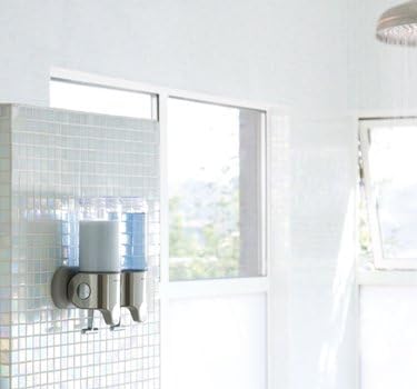 simplehuman Triple Wall Mount Shower Pump, 3 x 15 fl. oz. Shampoo and Soap Dispensers, Stainless Steel