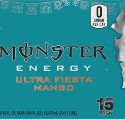 Monster Energy Ultra Fiesta Mango, Sugar Free Energy Drink, 16 Ounce (Pack of 15)