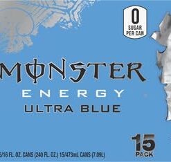 Monster Energy Ultra Blue, Sugar Free Energy Drink, 16 Ounce (Pack of 15)