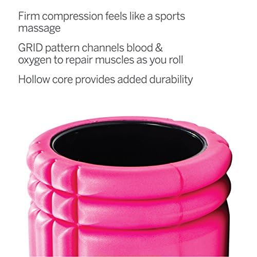 TRIGGERPOINT Performance Therapy Grid Foam Roller for Exercise, Deep Tissue Massage and Muscle Recovery, Original (13-Inch), Pink