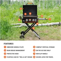 Blackstone On-the-Go 2-Burner 22” Propane Omnivore Griddle with Flexfold Legs