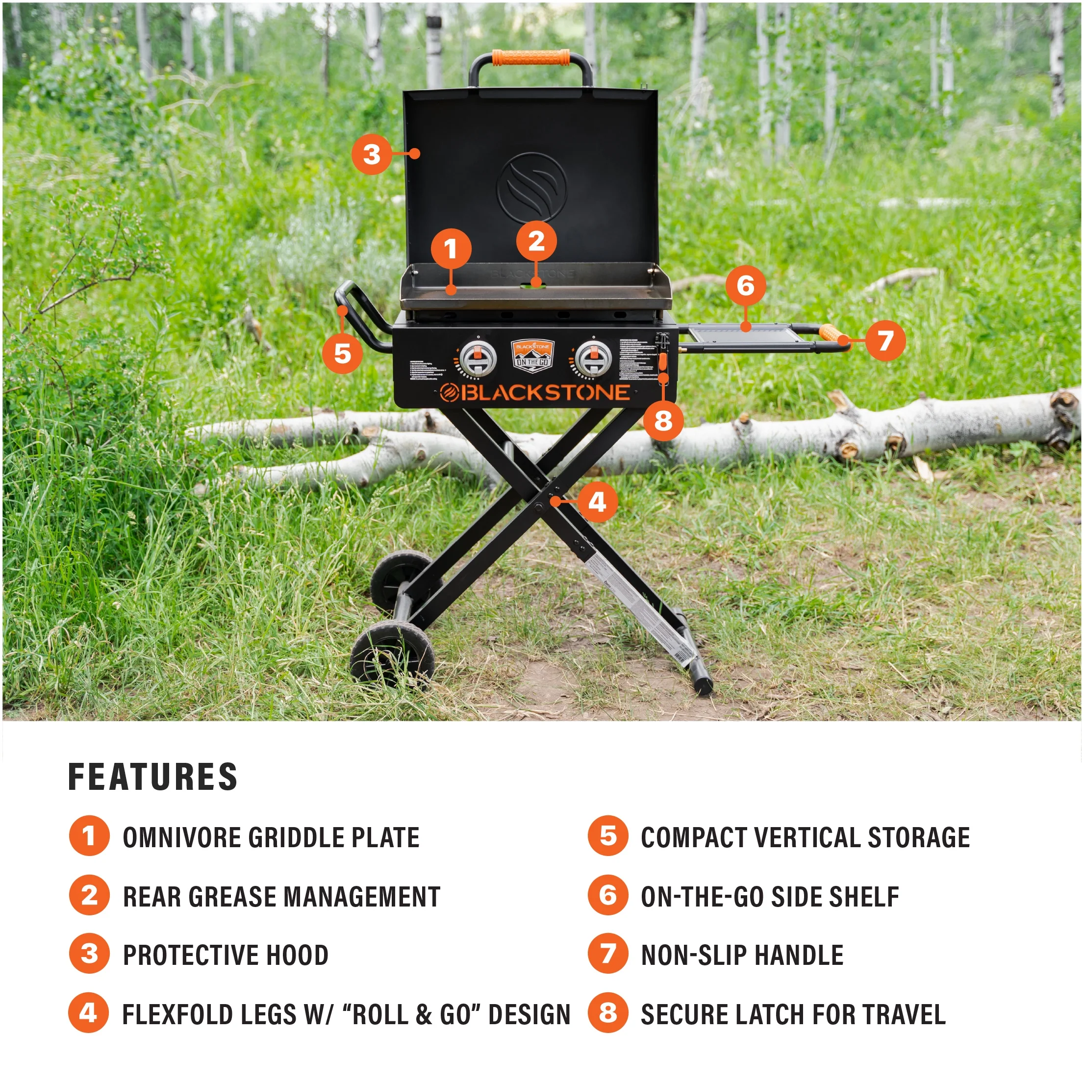 Blackstone On-the-Go 2-Burner 22” Propane Omnivore Griddle with Flexfold Legs
