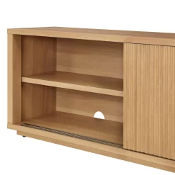 Beautiful Fluted TV Stand for TV’s up to 70” by Drew Barrymore, Warm Honey Finish