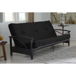 Mainstays 6 Inch Futon Mattress with Tufted Cover and Recycled Polyester Fill, Full, Black