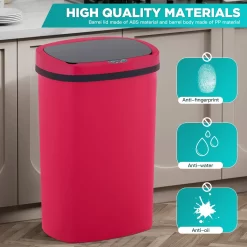 BestOffice 13 Gallon Plastic Touchless Trash Can with Motion Sensor for Indoor Use, 2 Pack(Red)