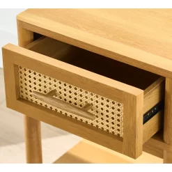 Better Homes & Gardens Springwood Caning Nightstand, Light Honey Finish