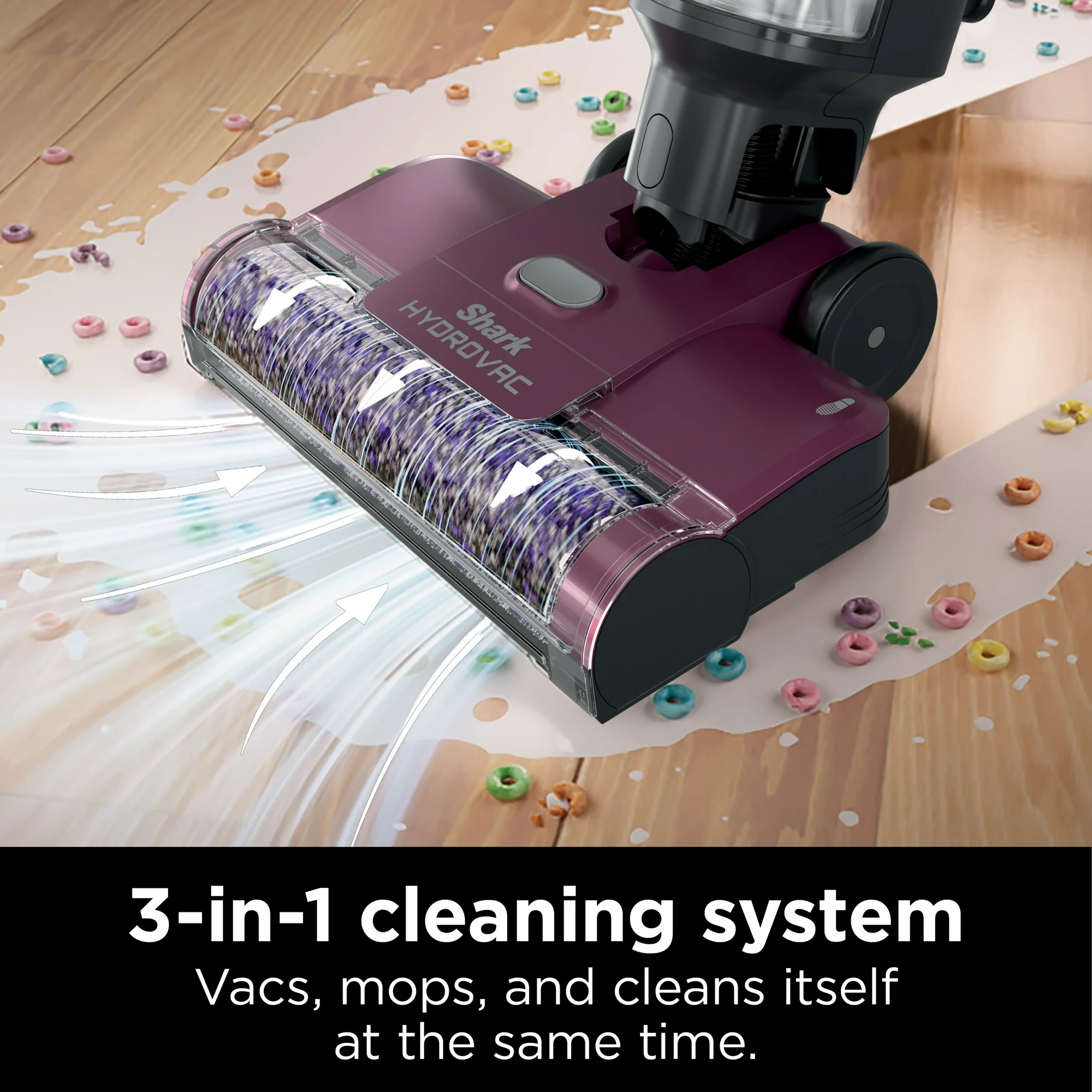 Shark HydroVac 3in1 Vacuum, Mop & Self-Cleaning Corded System, with Antimicrobial Brushroll* & Multi-Surface Cleaning Solution, WD100