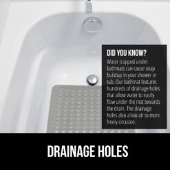 GORILLA GRIP Patented Bath Tub Shower Mat, 35x16 Washable Bathtub Floor Mats, Gray Opaque