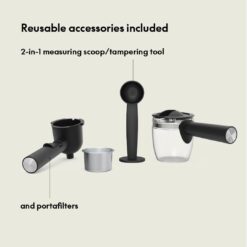 BELLA Steam Espresso Maker with Microfoam Wand, Removable Drip Tray & Dishwasher Safe Glass Carafe & Portafilters, 3.5 Bar, Oatmilk