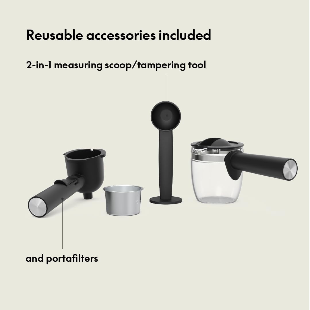 BELLA Steam Espresso Maker with Microfoam Wand, Removable Drip Tray & Dishwasher Safe Glass Carafe & Portafilters, 3.5 Bar, Oatmilk