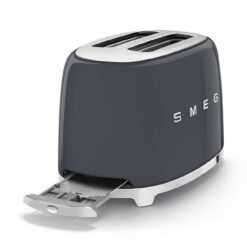 Smeg 50's Style Retro Aesthetic 2 Slice Toaster 6 Presets Extra Wide Slots Grey, TSF01GRUS