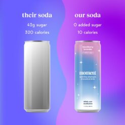 Moment Botanical Soda Soft Drink (Shark Tank), L-Theanine & Ashwagandha for Calm & Clarity 12-pack