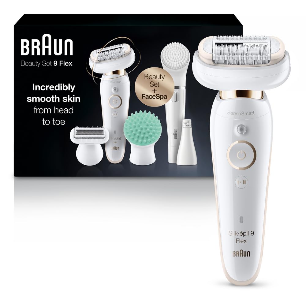 Braun Epilator Silk-épil 9 Flex 9-300 Beauty Set, Facial Hair Removal for Women, Hair Removal Device, Shaver & Trimmer
