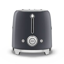 Smeg 50's Style Retro Aesthetic 2 Slice Toaster 6 Presets Extra Wide Slots Grey, TSF01GRUS
