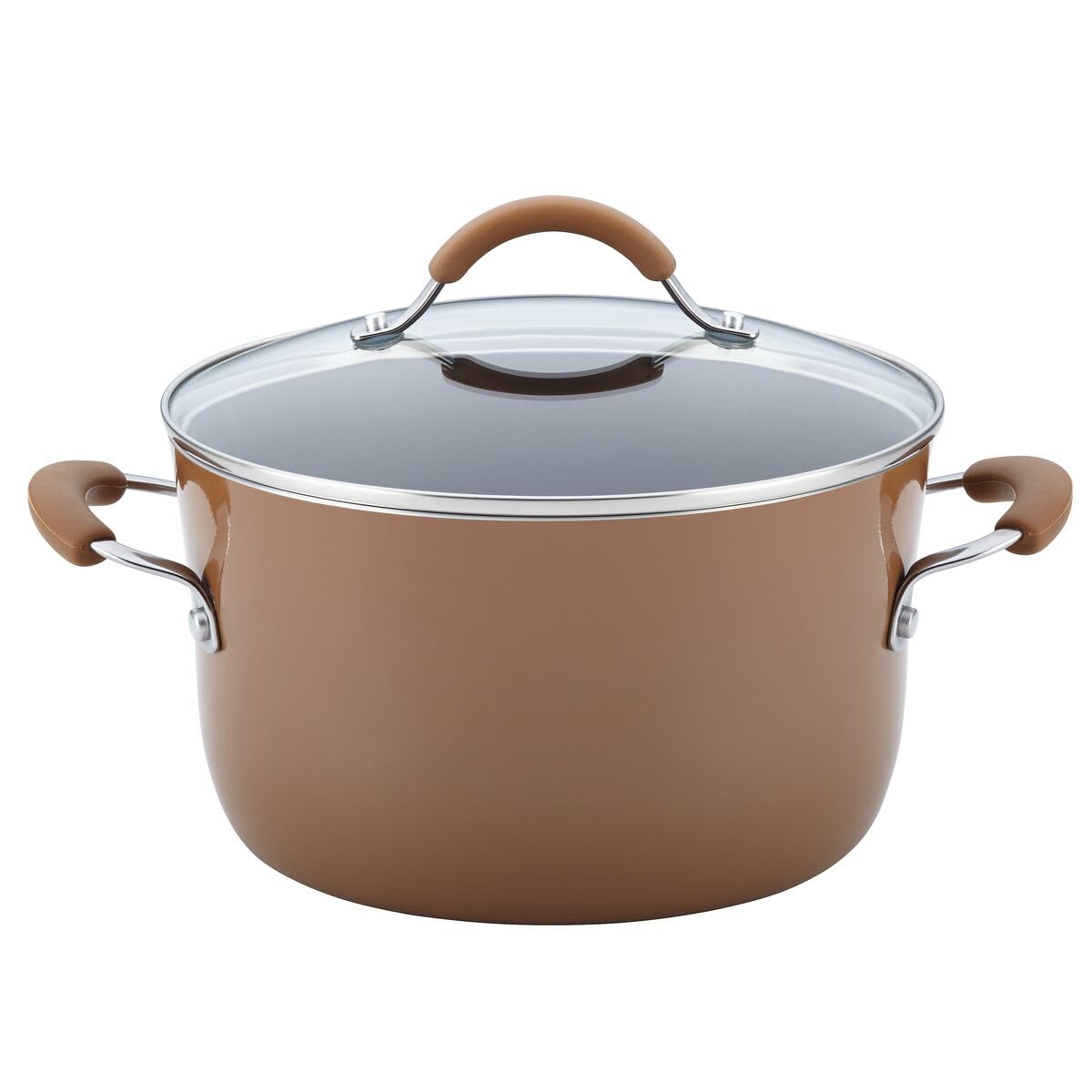 Rachael Ray Cucina Nonstick Cookware Pots and Pans Set, 12 Piece, Mushroom Brown