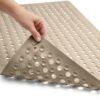 GORILLA GRIP Patented Bath Tub Shower Mat, 35"x16" Washable Bathtub Floor Mats, Suction Cups and Drain Holes to Keep Tubs Clean, Beige