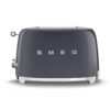 Smeg 50's Style Retro Aesthetic 2 Slice Toaster 6 Presets Extra Wide Slots Grey, TSF01GRUS