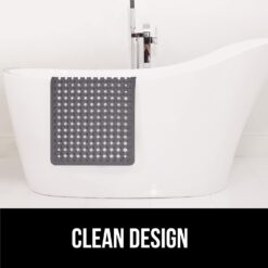 GORILLA GRIP Patented Bath Tub Shower Mat, 35x16 Washable Bathtub Floor Mats, Charcoal Opaque