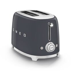 Smeg 50's Style Retro Aesthetic 2 Slice Toaster 6 Presets Extra Wide Slots Grey, TSF01GRUS