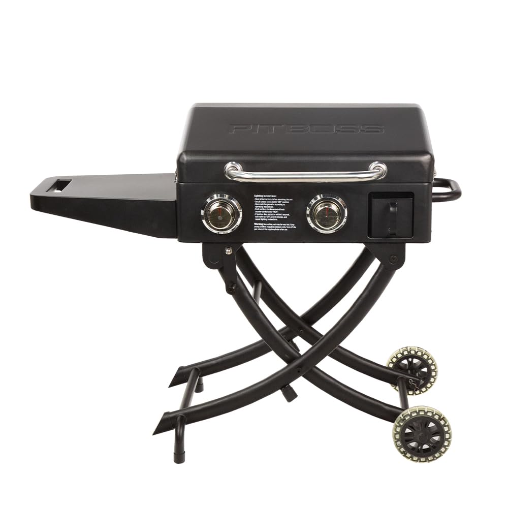 Pit Boss PB2BSPS Gas Griddle, 2 Burner with Folding Legs, Black