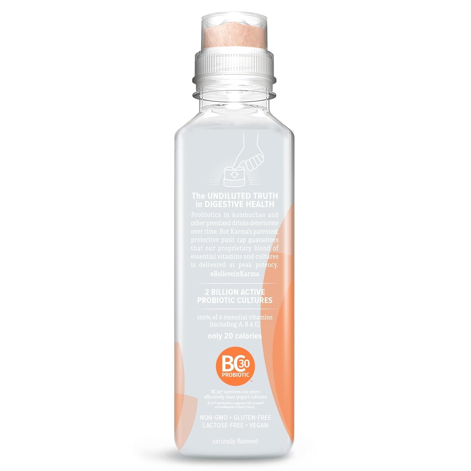 Karma Probiotic Water - 12 Pack, Peach Lemonade Drink - Immune & Gut Health Support