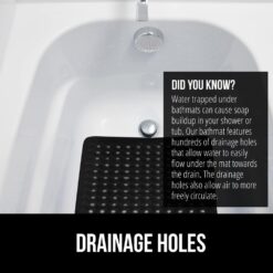 GORILLA GRIP Patented Bath Tub Shower Mat, 35x16 Washable Bathtub Floor Mats, Suction Cups and Drain Holes to Keep Tubs Clean, Black