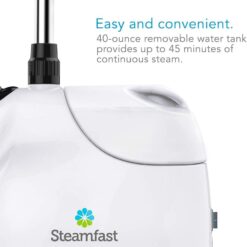 Steamfast SF-407 Canister Fabric Steamer, With Telescopic Pole and Fabric Brush, 45 Second Heat Up Time, White