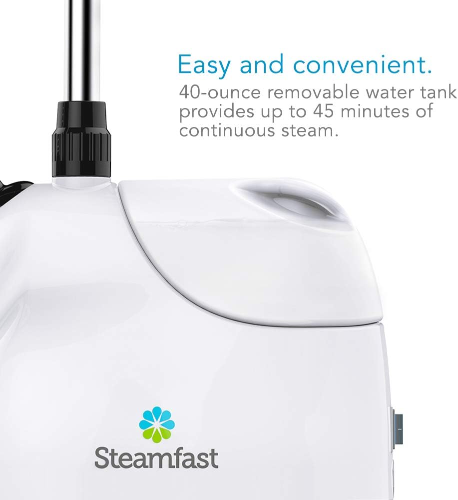 Steamfast SF-407 Canister Fabric Steamer, With Telescopic Pole and Fabric Brush, 45 Second Heat Up Time, White