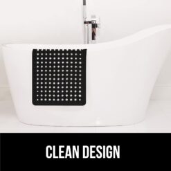 GORILLA GRIP Patented Bath Tub Shower Mat, 35x16 Washable Bathtub Floor Mats, Suction Cups and Drain Holes to Keep Tubs Clean, Black