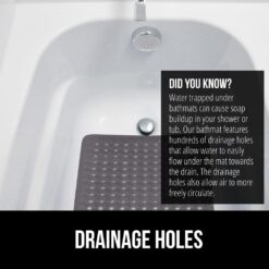 GORILLA GRIP Patented Bath Tub Shower Mat, 35x16 Washable Bathtub Floor Mats, Charcoal Opaque