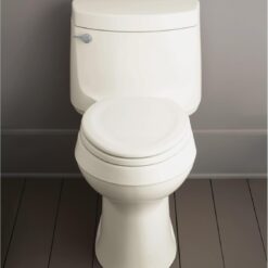 KOHLER 20466-0 Stonewood Elongated Toilet Seat with Quiet-Close Lid, Molded Wood Toilet Seat, White