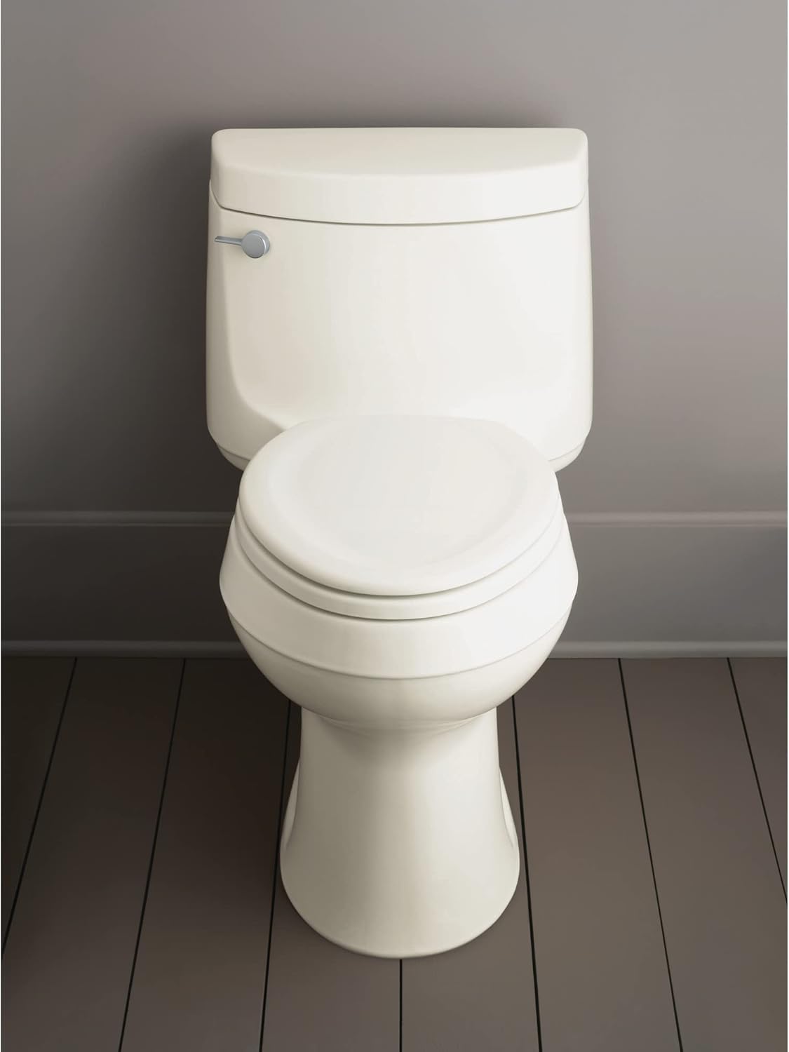 KOHLER 20466-0 Stonewood Elongated Toilet Seat with Quiet-Close Lid, Molded Wood Toilet Seat, White