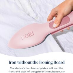 Nori Press Travel Steam Iron - Handheld Iron With Optional Steam Feature - No Ironing Board Required - Pink