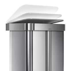 simplehuman 58 Liter / 15.3 Gallon Rectangular Dual Compartment Recycling Step, Brushed Stainless Steel