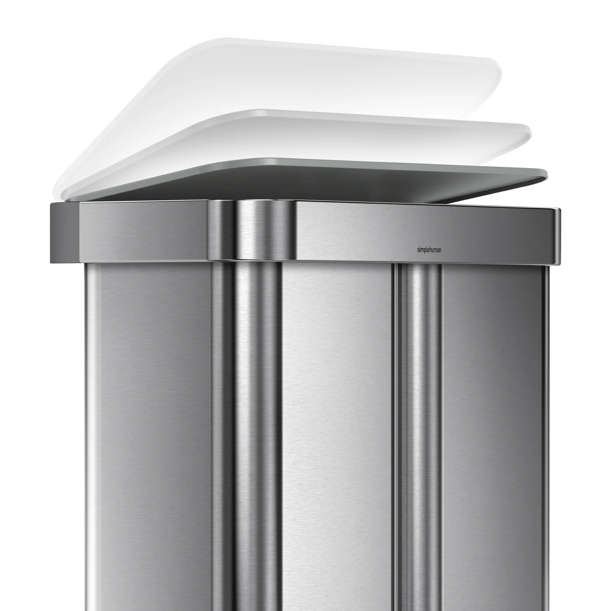 simplehuman 58 Liter / 15.3 Gallon Rectangular Dual Compartment Recycling Step, Brushed Stainless Steel