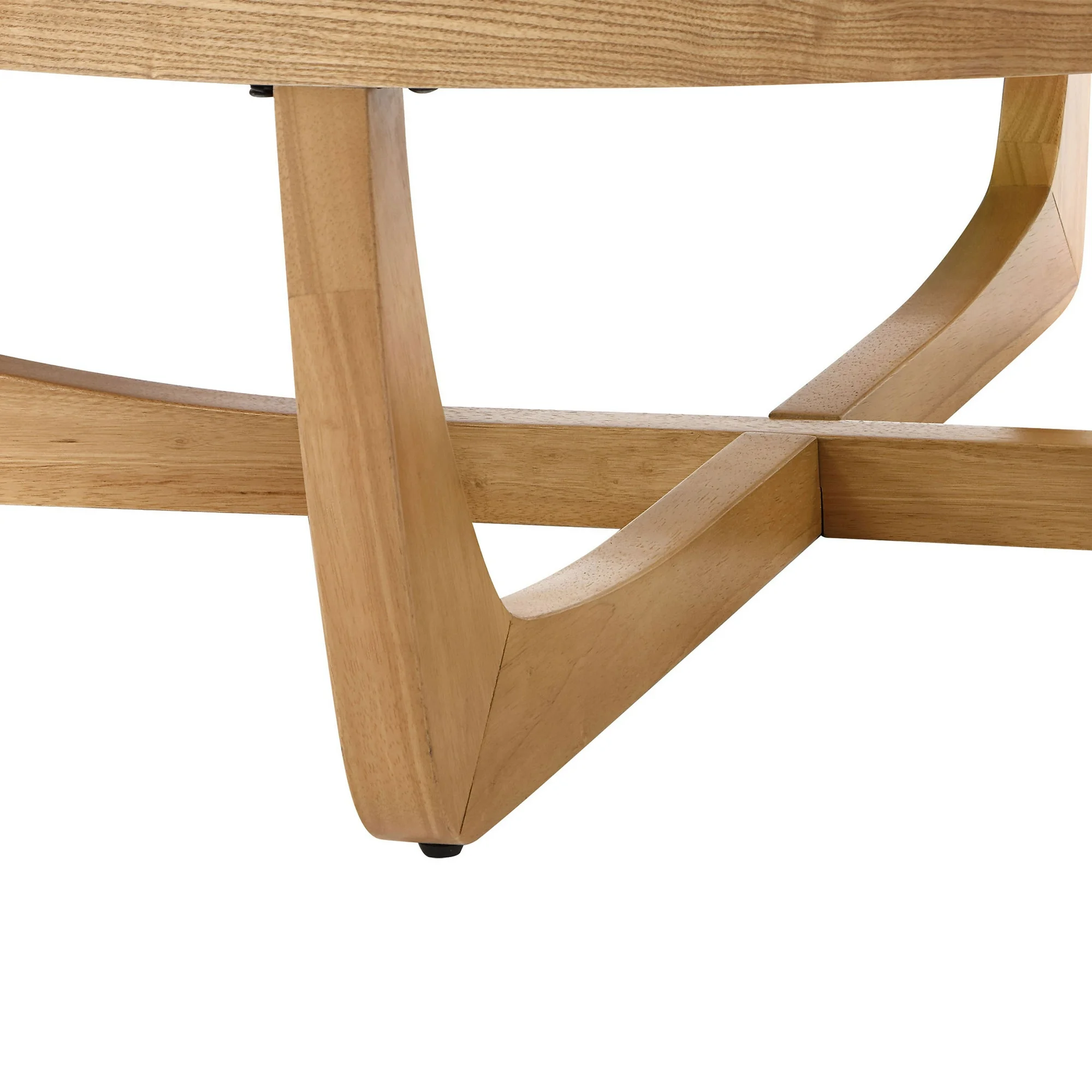 Beautiful by Drew Barrymore Round Rattan & Glass Top Coffee Table with Solid Wood Frame, Warm Honey Finish