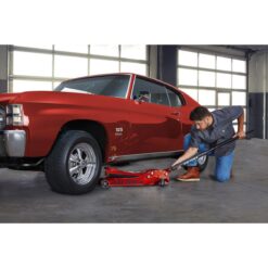 DAYTONA 3 Ton Low-Profile Superduty Floor Jack with RAPID PUMP, Candy Apple Metallic Red