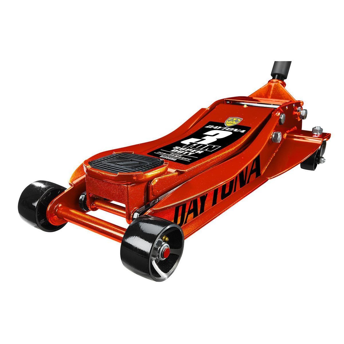 DAYTONA 3 Ton Low-Profile Superduty Floor Jack with RAPID PUMP, Sunburst Metallic Orange