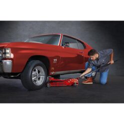 DAYTONA 3 Ton Low-Profile Superduty Floor Jack with RAPID PUMP, Sunburst Metallic Orange