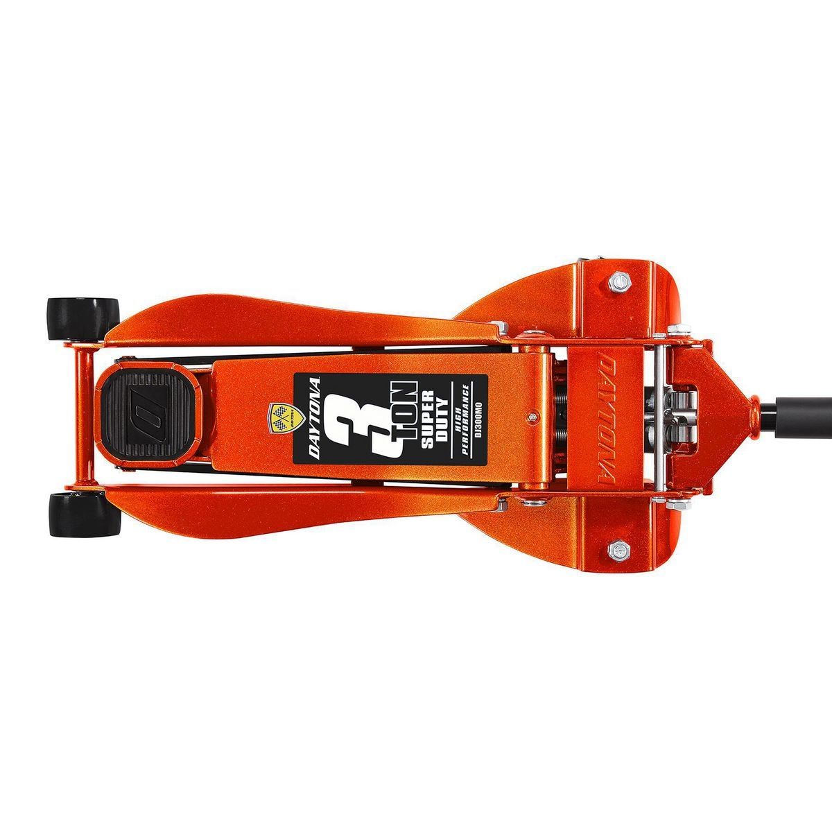 DAYTONA 3 Ton Low-Profile Superduty Floor Jack with RAPID PUMP, Sunburst Metallic Orange