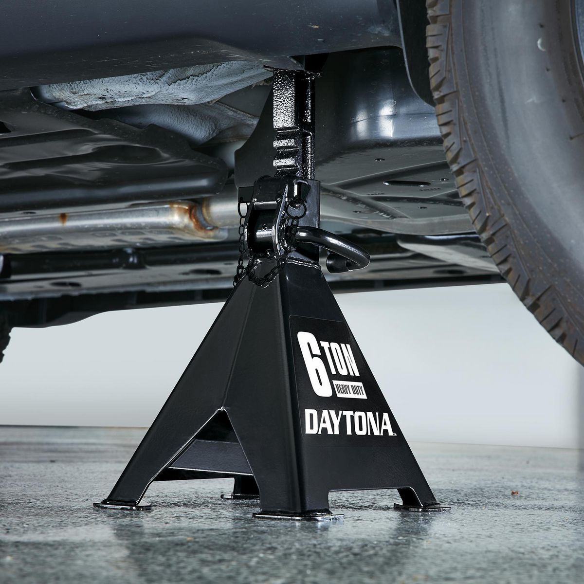 DAYTONA 6 Ton Heavy Duty Ratcheting Jack Stands, Black