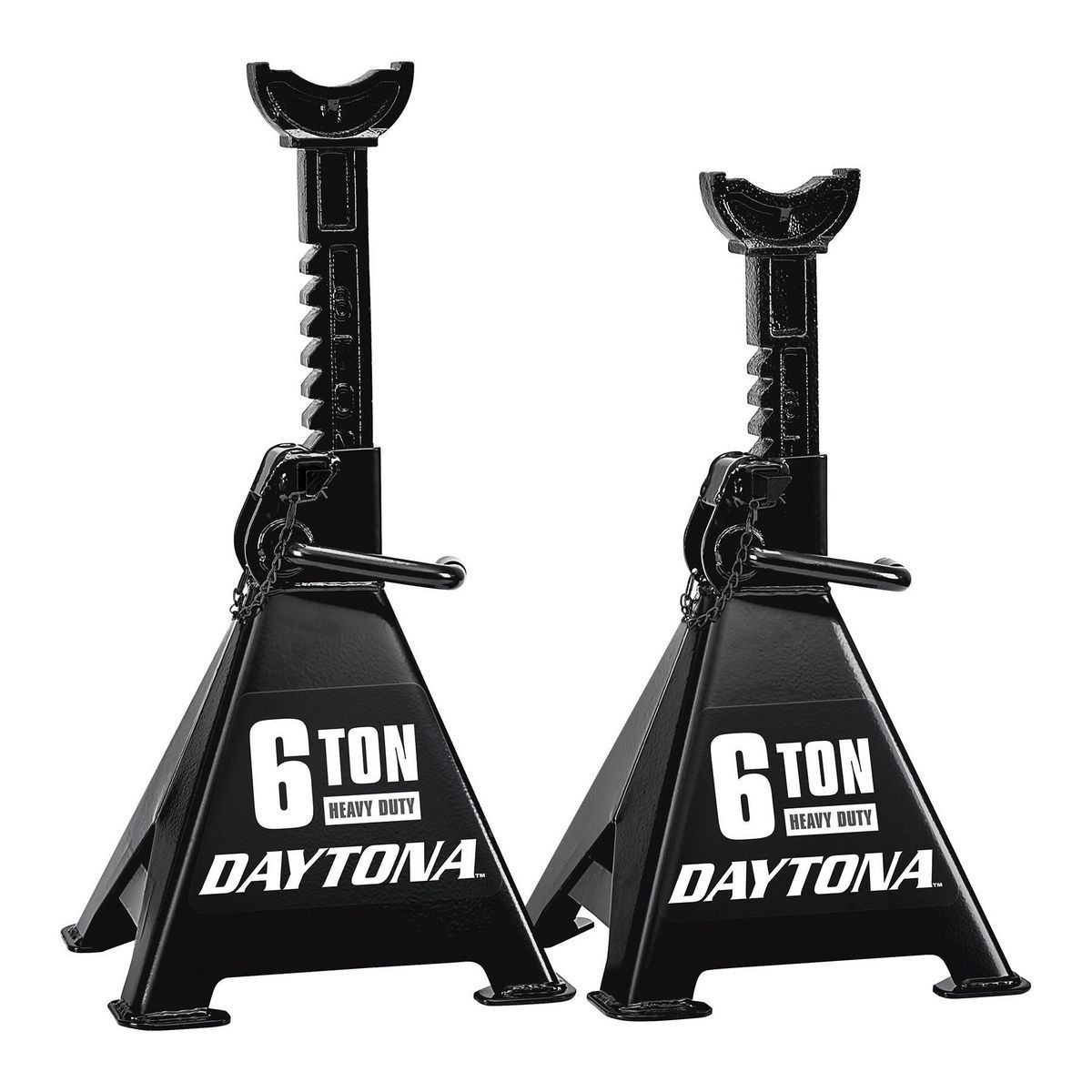 DAYTONA 6 Ton Heavy Duty Ratcheting Jack Stands, Black