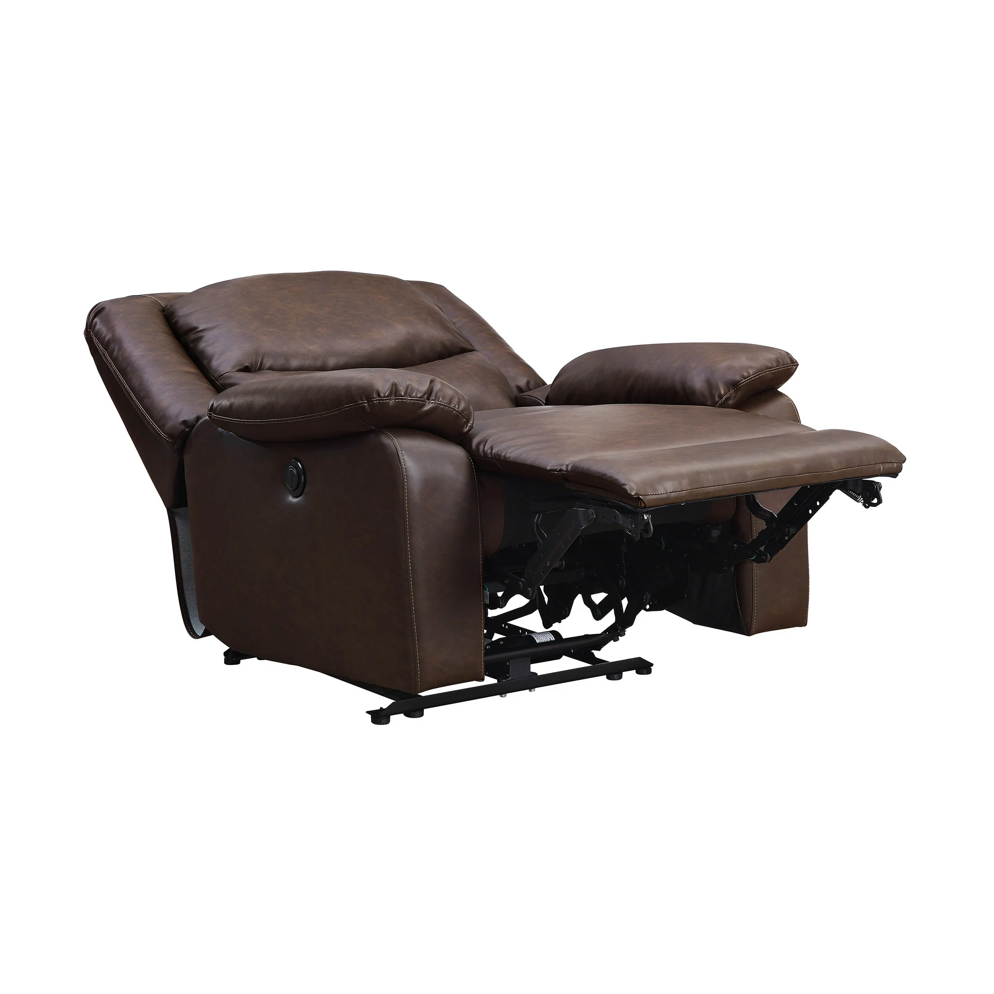 Serta Push-Button Power Recliner with Deep Body Cushions, Brown Faux Leather Upholstery