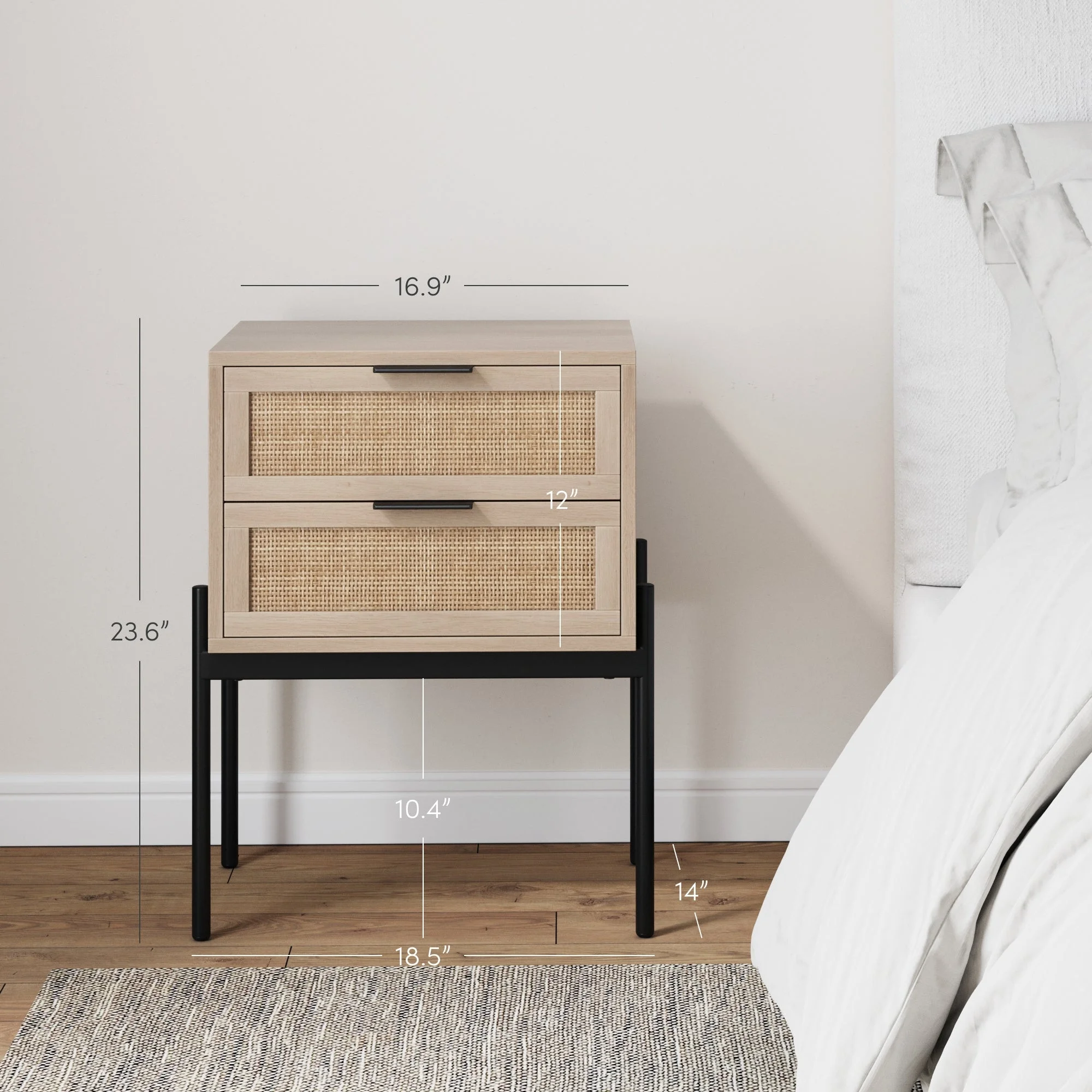 Nathan James Andrew Side Table with 2 Drawers