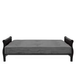 DHP Caden 8 Inch Futon Mattress with Tufted Cover and Recycled Polyester Fill, Full Size, Gray