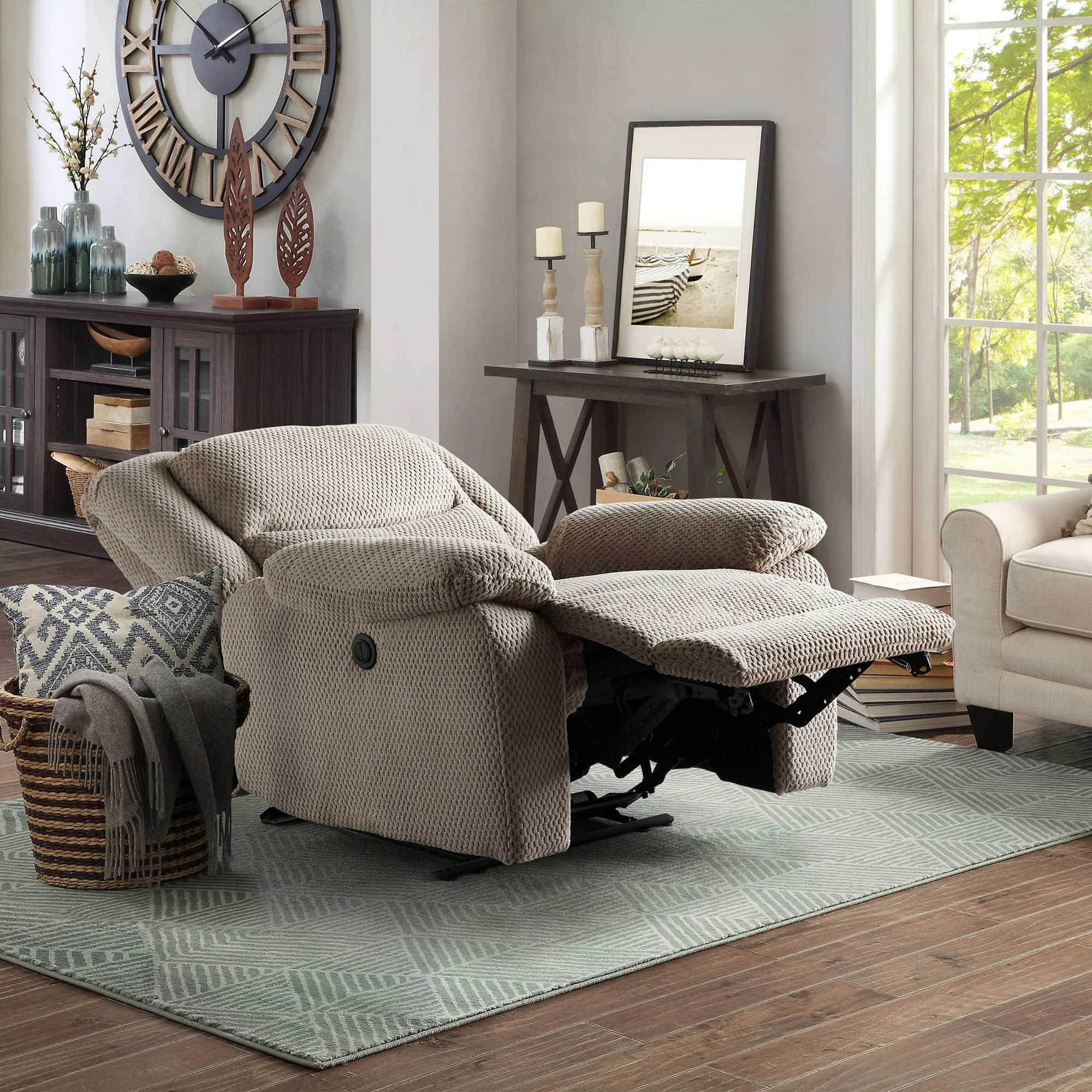 Serta Push-Button Power Recliner with Deep Body Cushions, Upholstered, Multiple Colors