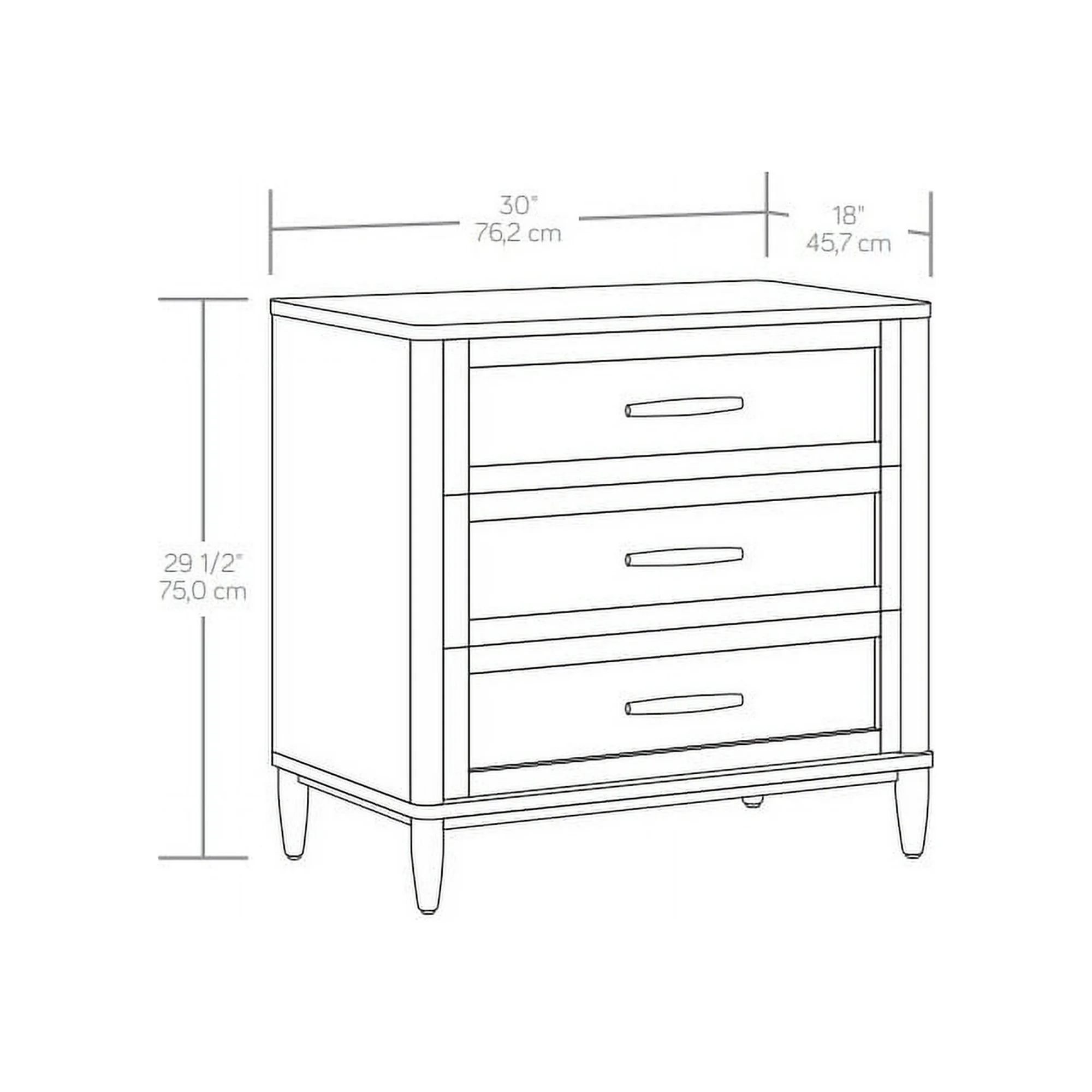 Better Homes & Gardens Springwood Caning 3-Drawer Nightstand with USB, Charcoal finish