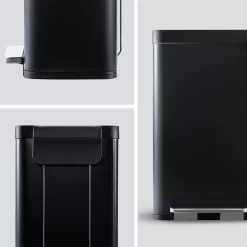 Home Zone Living 18.5 gal Kitchen Garbage Can Stainless Steel, Black