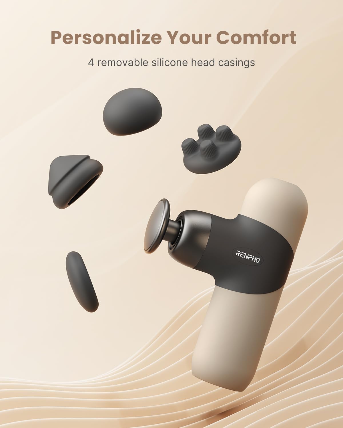 RENPHO Mini Thermal Massager with Heat, FSA HSA Eligible Portable Deep Tissue Percussion Massager, Grey