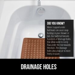 GORILLA GRIP Patented Bath Tub Shower Mat, 35x16 Washable Bathtub Floor Mats, Suction Cups and Drain Holes to Keep Tubs Clean, Brown